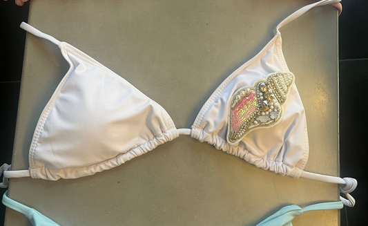 White beaded shell bikini