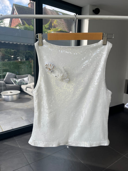 White bridal sequin Tank top ONLY