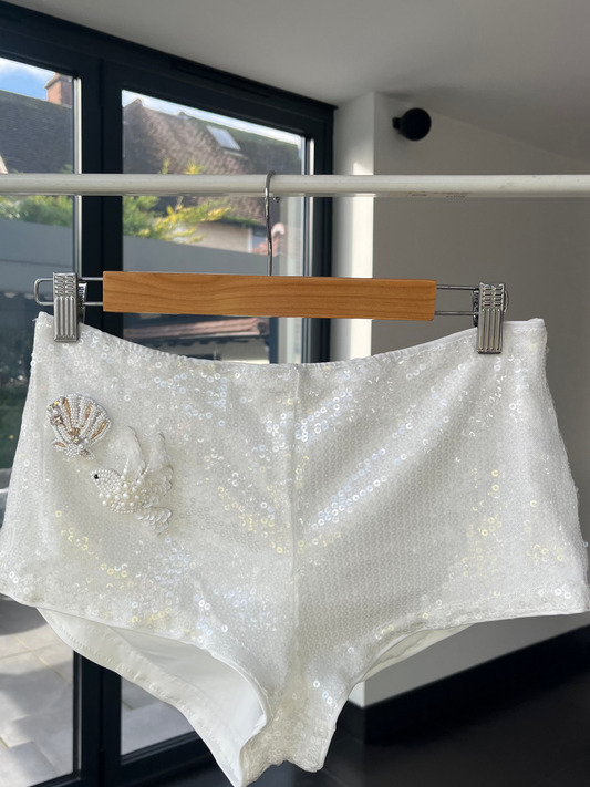 White bridal sequin shorts ONLY