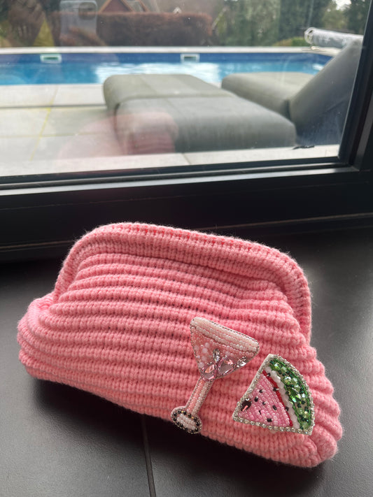 Pink melon martini clutch bag