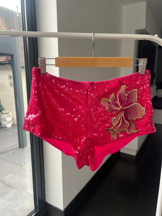 Hot pink blossom sequin shorts ONLY