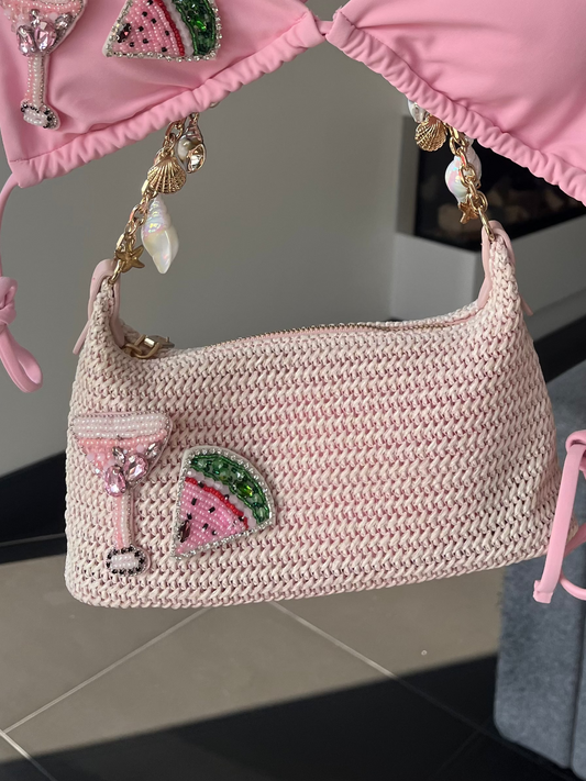 Pink melon martini charm Bag