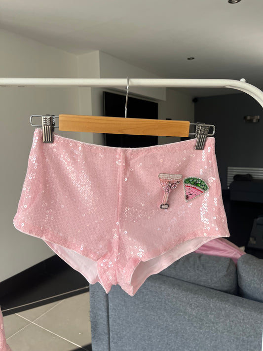 Pink melon martini sequin SHORTS ONLY