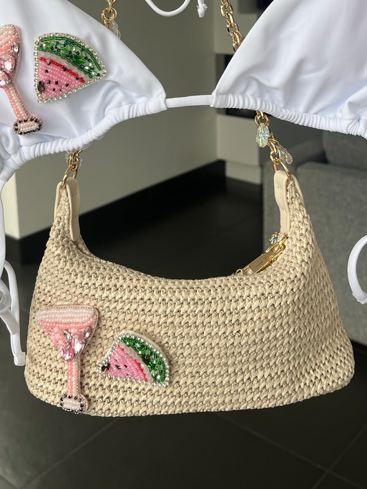 Beige melon martini charm Bag