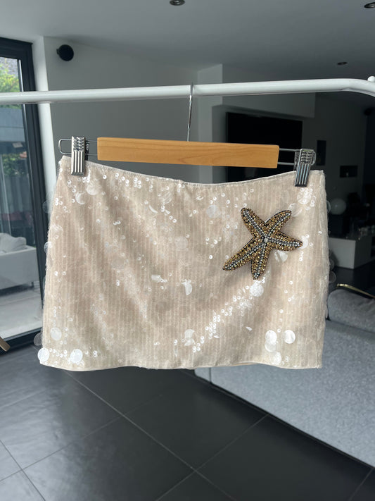 Beige / gold Gem starfish sequin skort