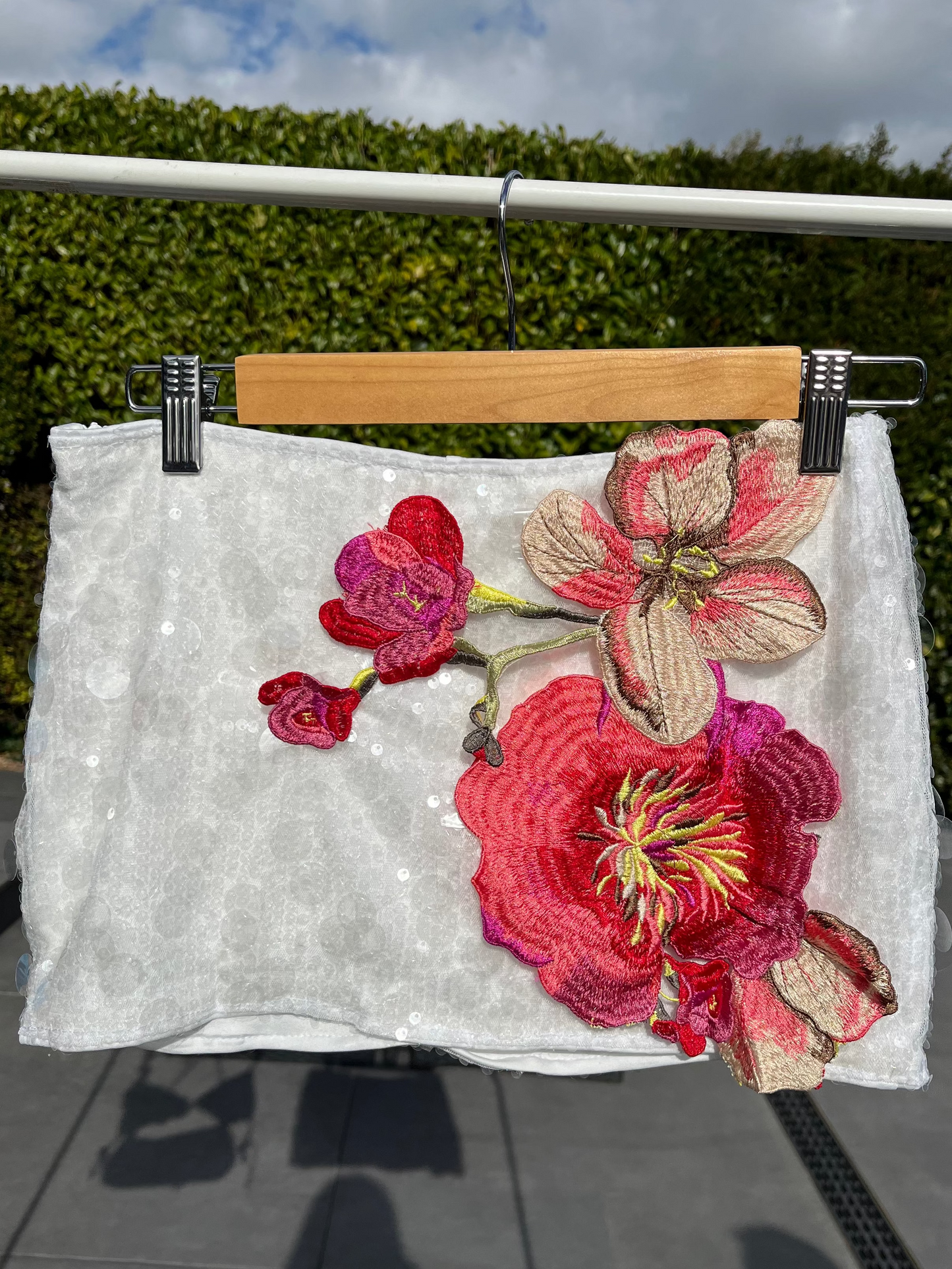 White/ Red Rosalia sequin skort