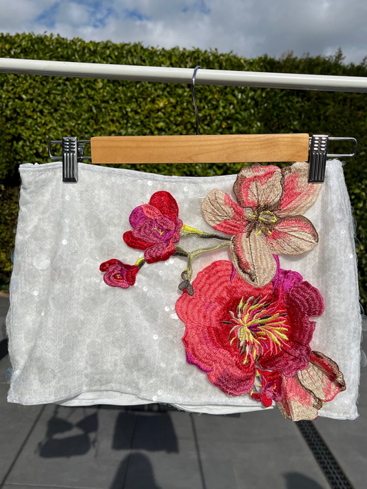 White/ Red Rosalia sequin skort