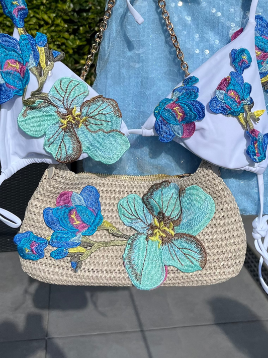Beige/Blue rosalia charm bag