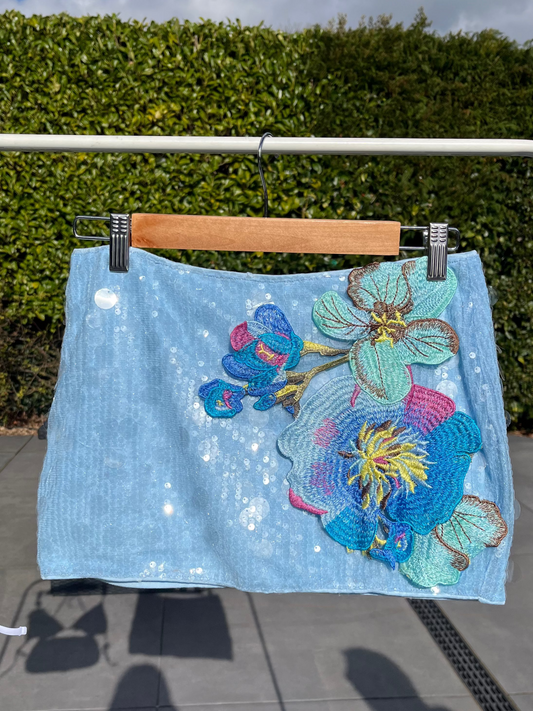 Blue Rosalia sequin skort