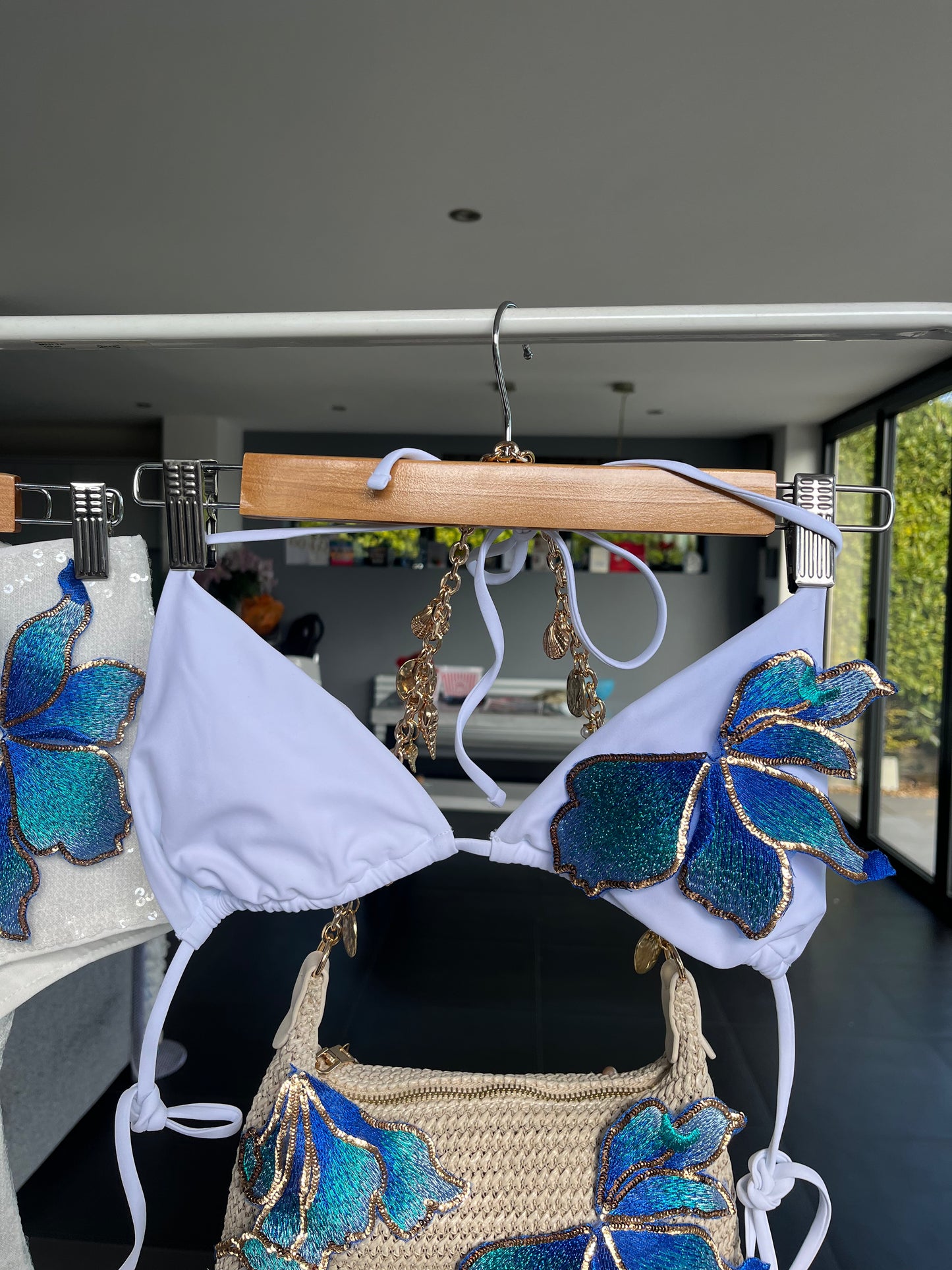 White blueberry blossom bikini