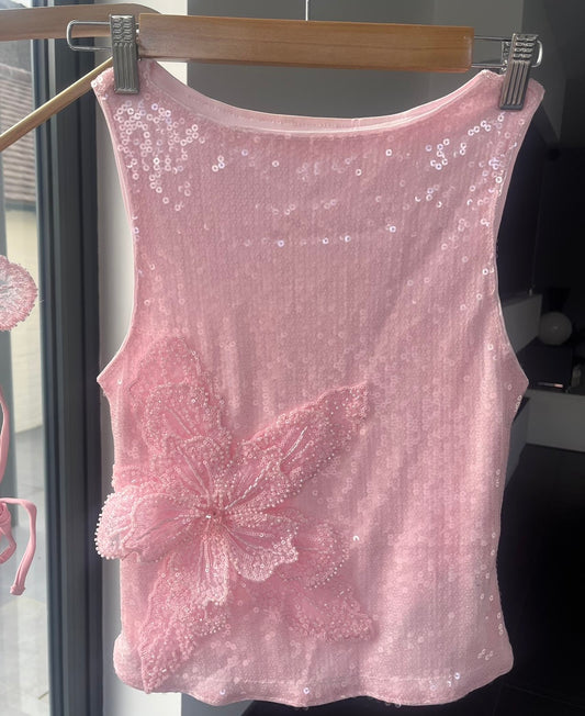 Ready to ship-Pink gracie tank XS (6)