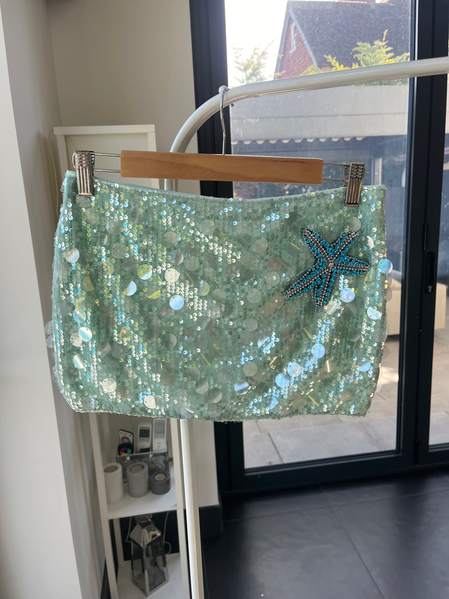 Aqua / blue Gem starfish sequin skort
