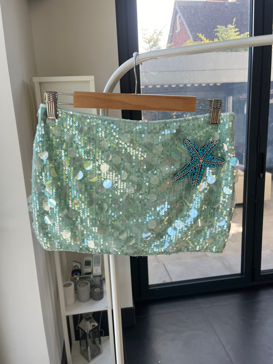 Aqua / blue Gem starfish sequin skort