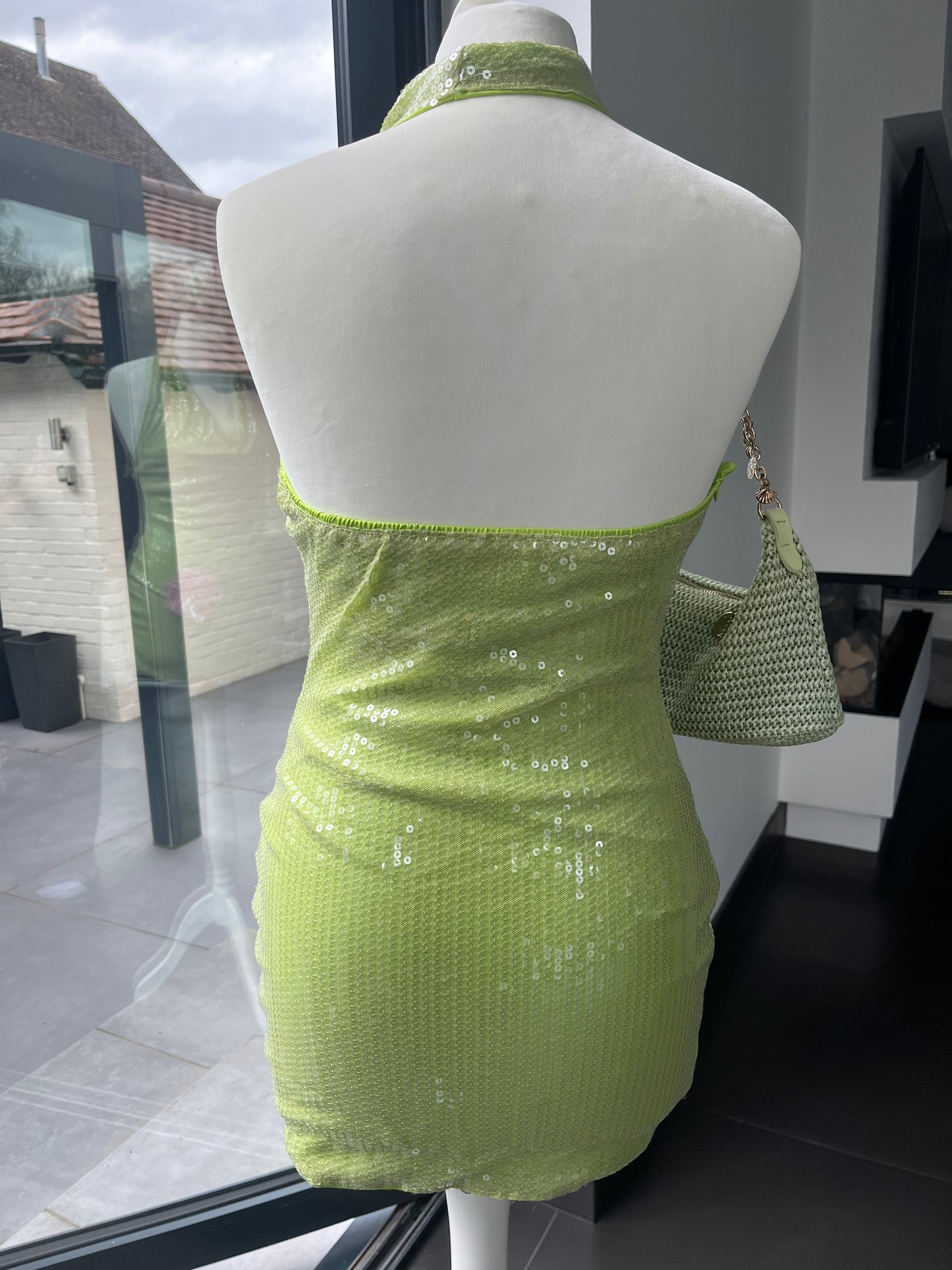 Matcha pink flora sequin dress