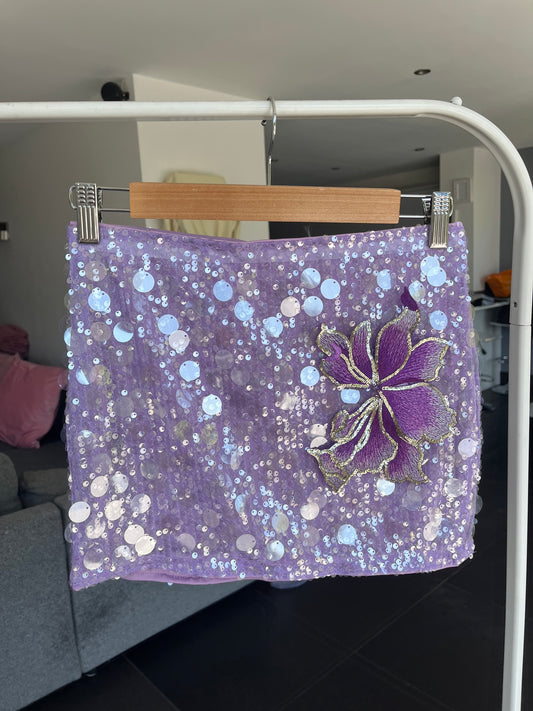 violet blossom sequin skirt