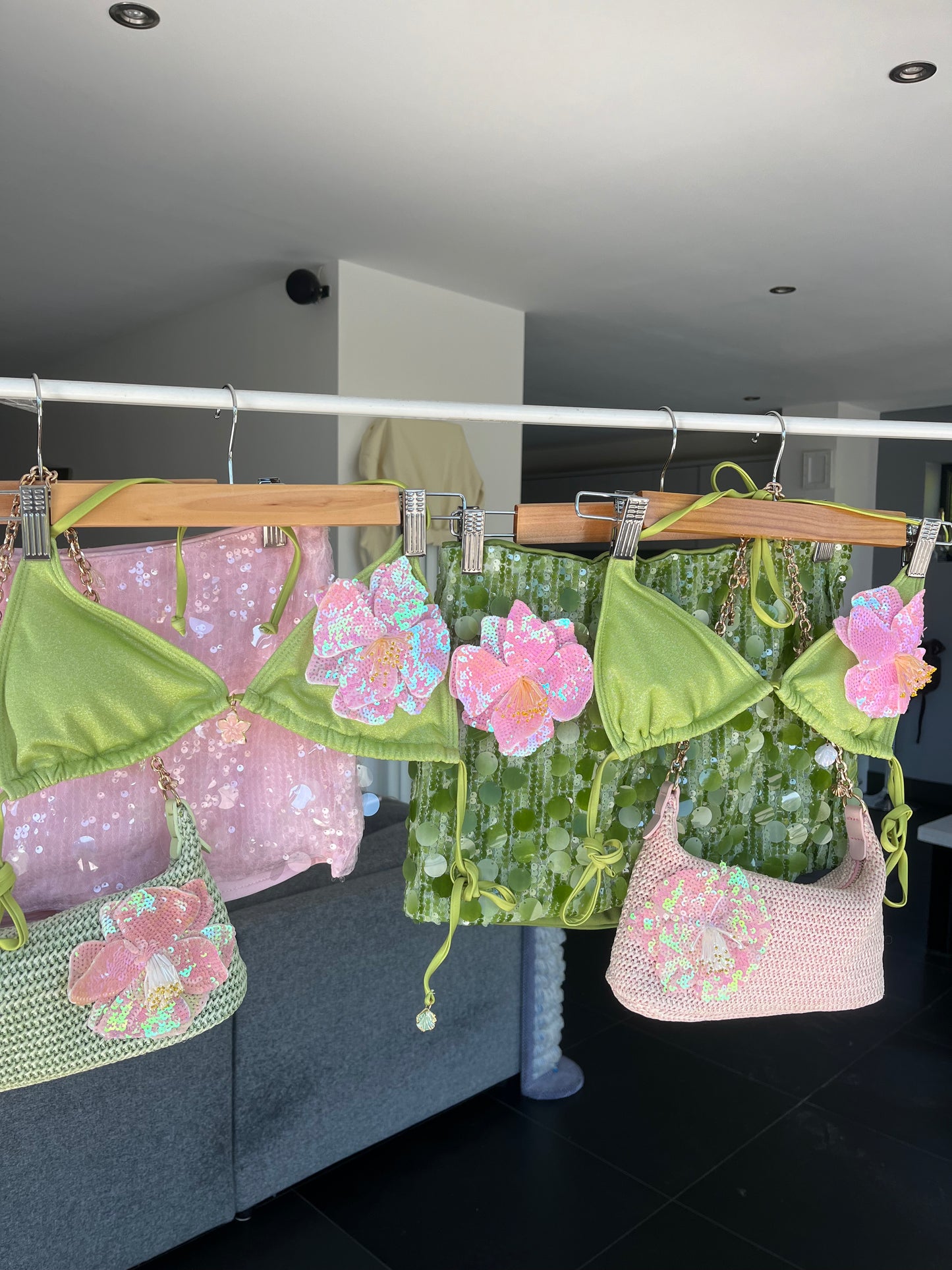 Matcha pink flora skirt
