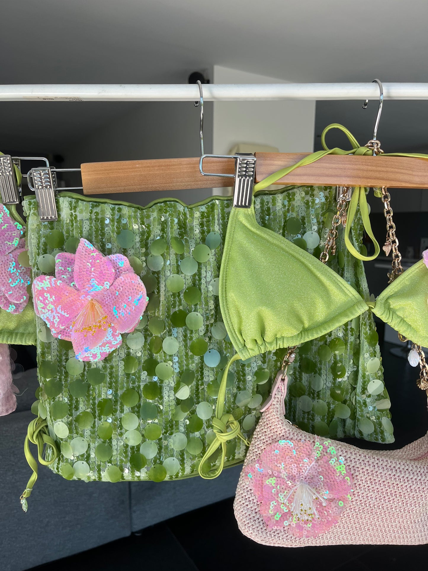 Matcha pink flora skirt