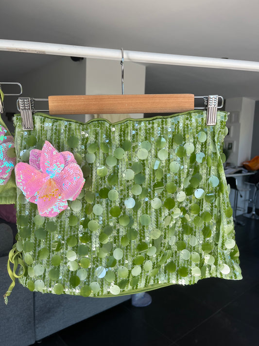 Matcha pink flora skirt