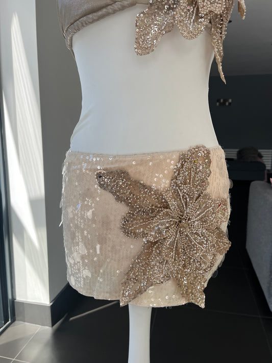 Beige Gracie sequin skort