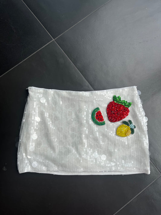 White summer fruits sequin skort
