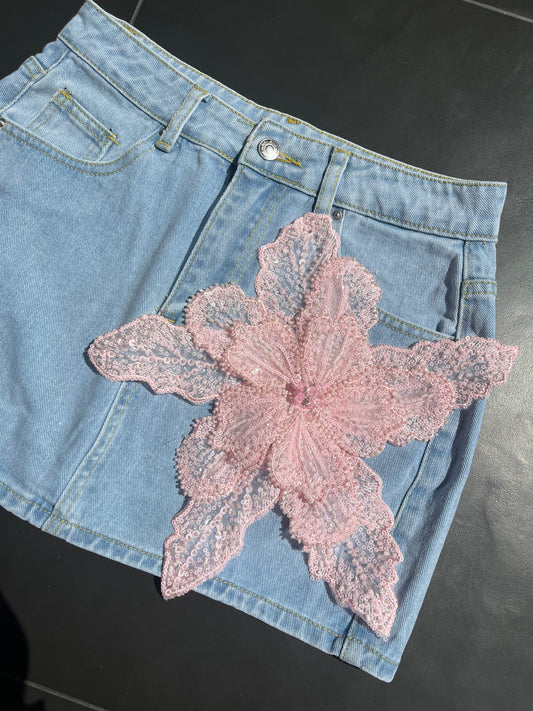 Pink gracie denim skirt