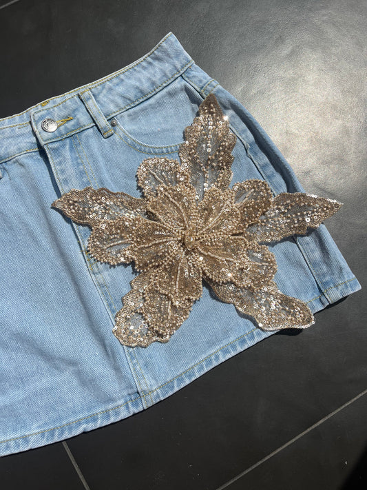 Beige gracie denim skirt