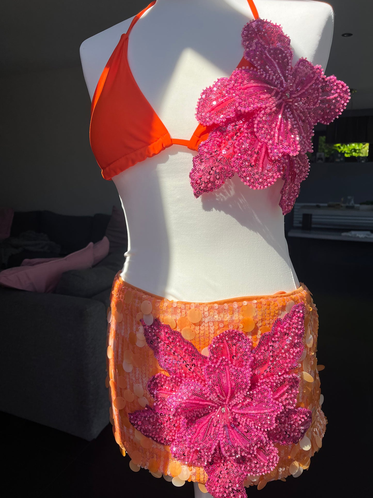 Orange/ hot pink Gracie bikini