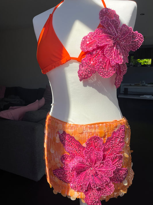 Orange/ hot pink Gracie bikini