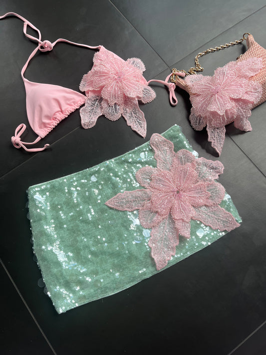 Aqua pink gracie sequin skort