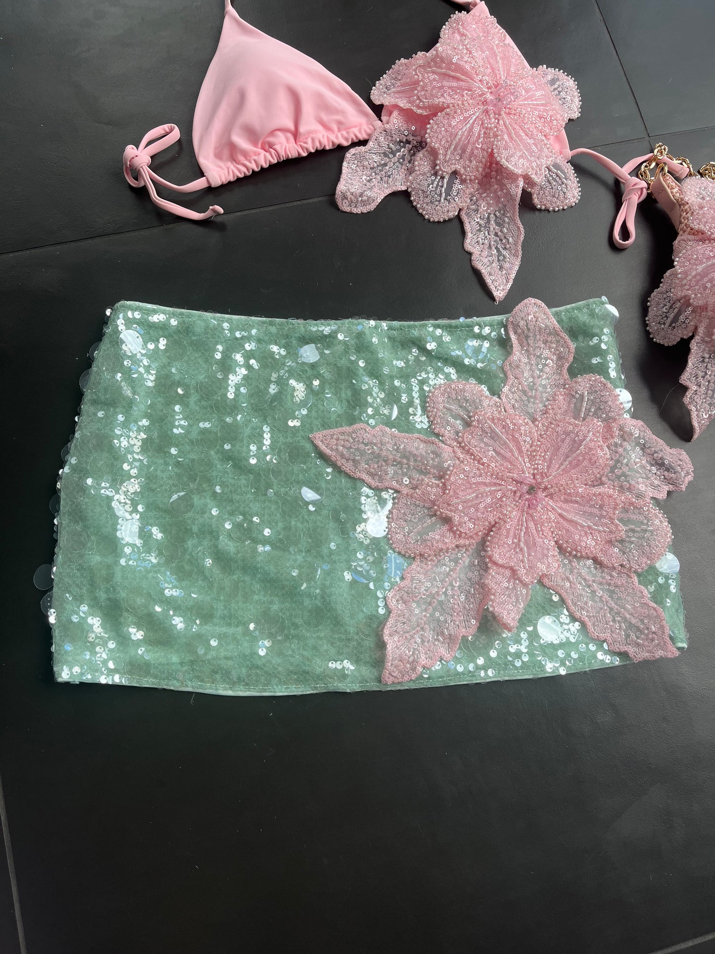 Aqua pink gracie sequin skort