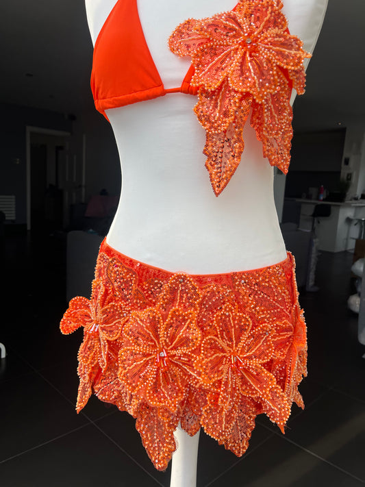 Orange Gracie sequin shorts