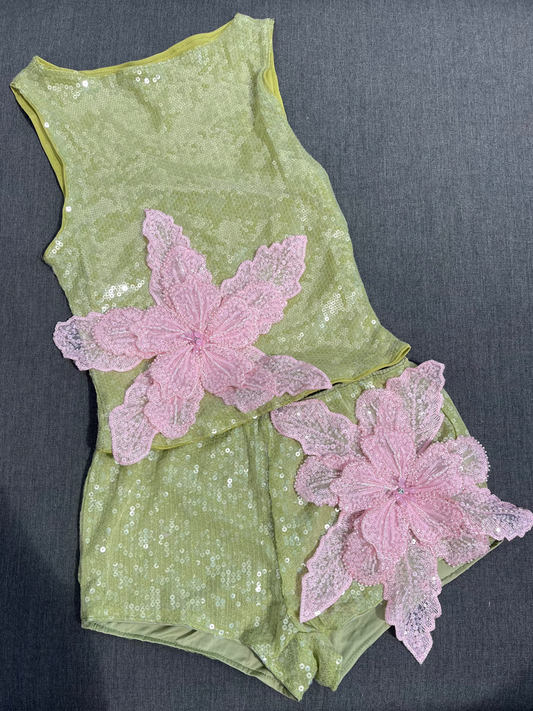 Matcha Pink Gracie sequin tank and shorts SET