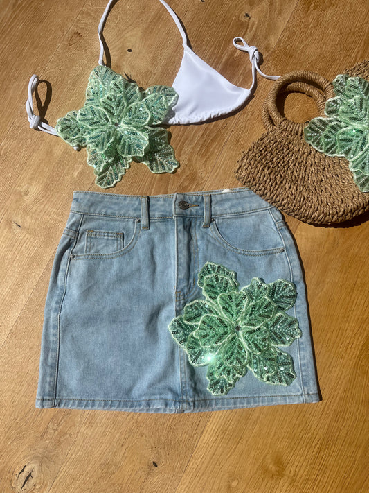 Mint gracie denim skirt