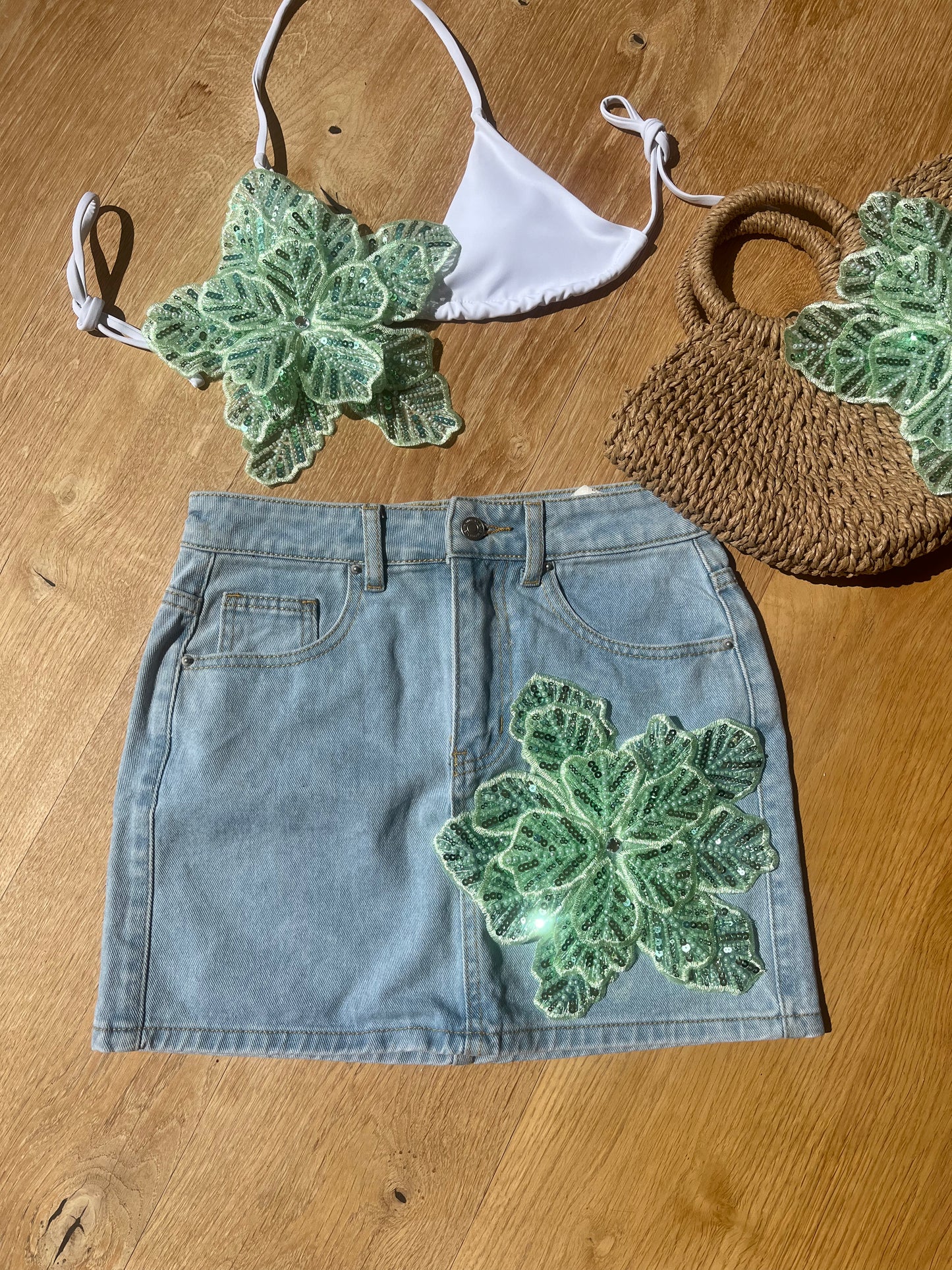 White/ Mint Gracie bikini