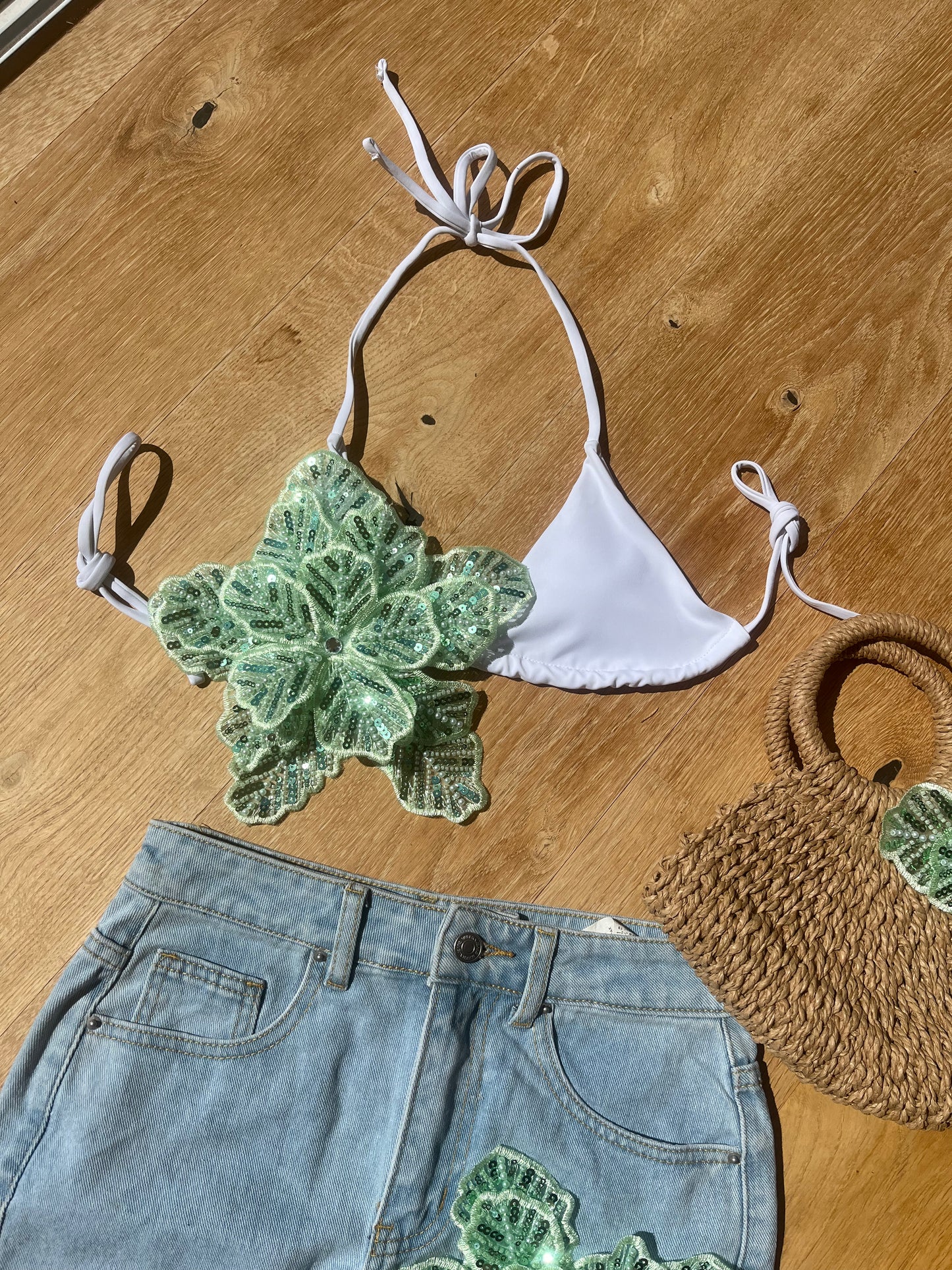 White/ Mint Gracie bikini