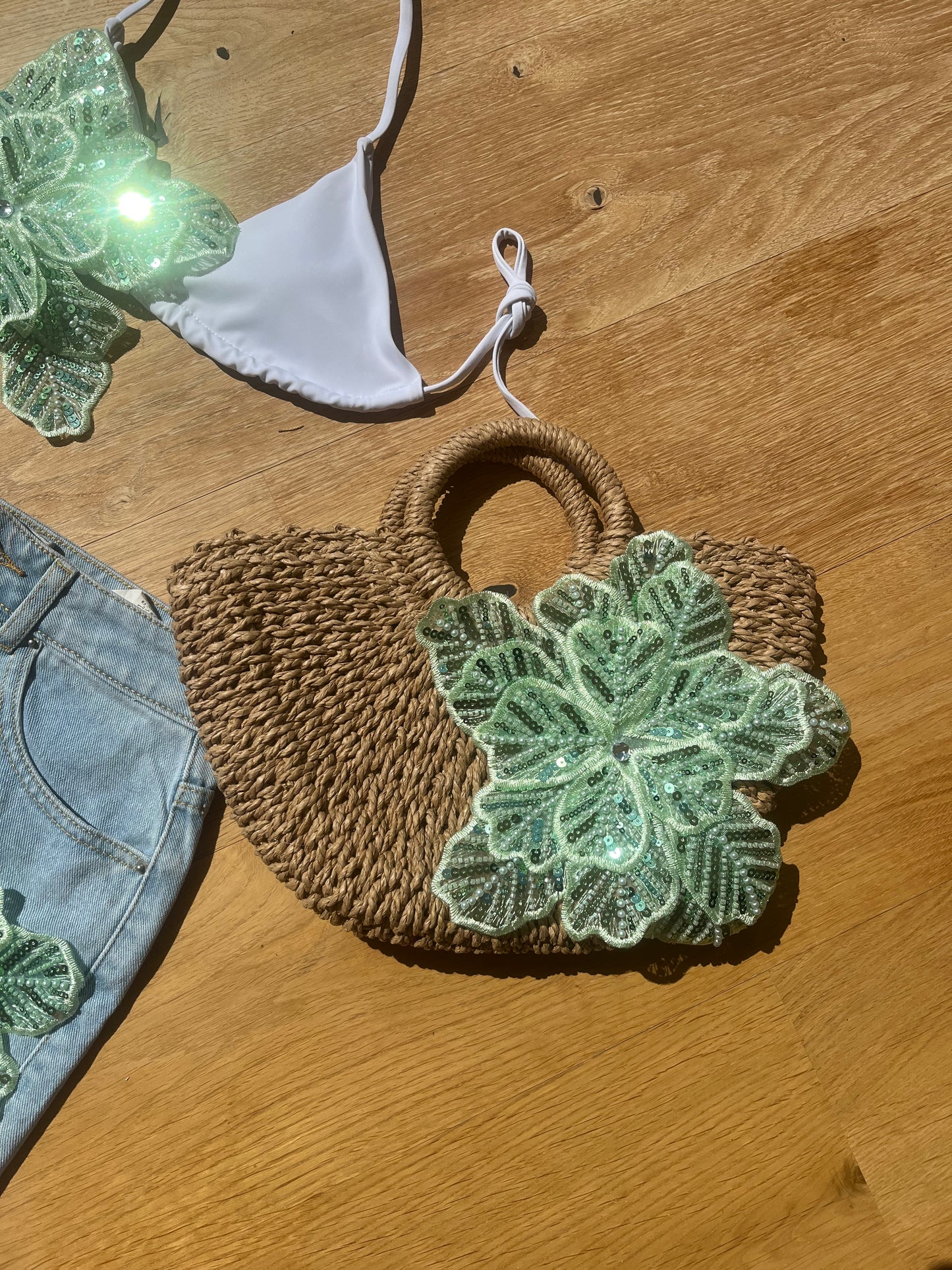 Pearled Mint Gracie beach bag