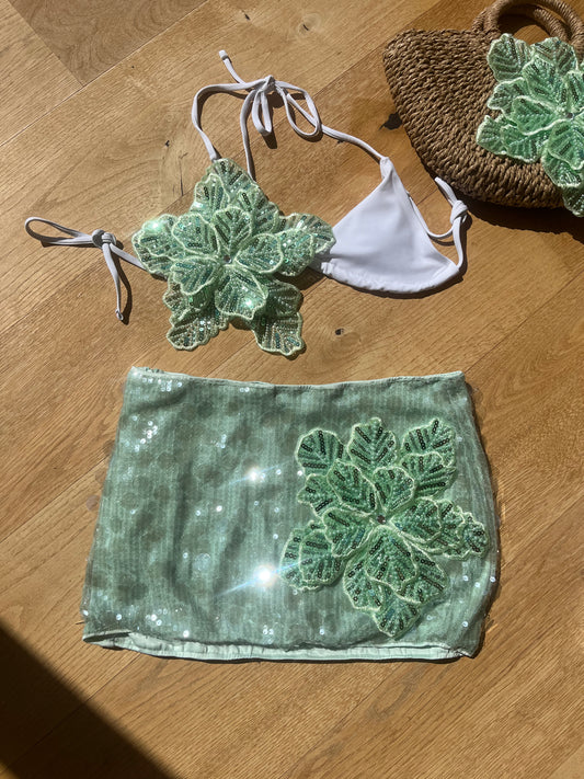 Mint gracie sequin skort