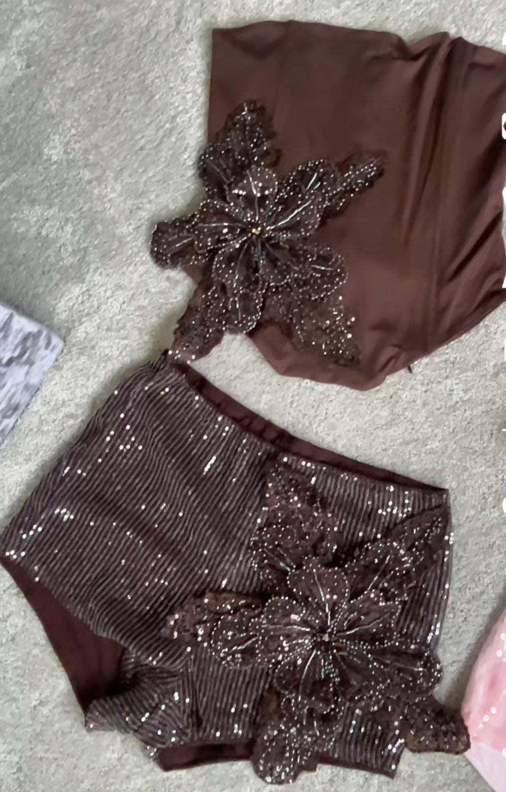 Brown solo Gracie sequin shorts