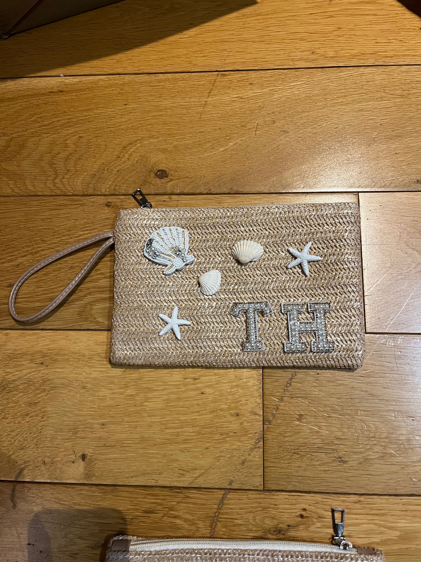 Personalised Seashell & starfish clutch / pouch bag