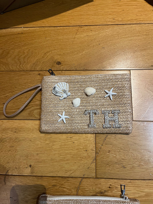 Personalised Seashell & starfish clutch / pouch bag