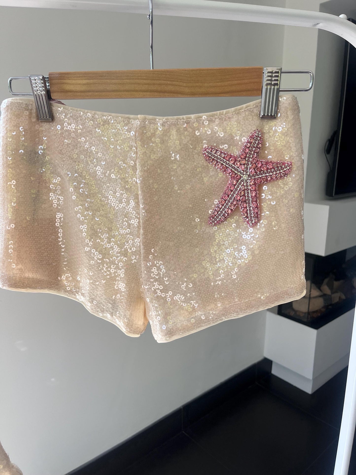 Beige / pink Gem starfish sequin SHORTS ONLY