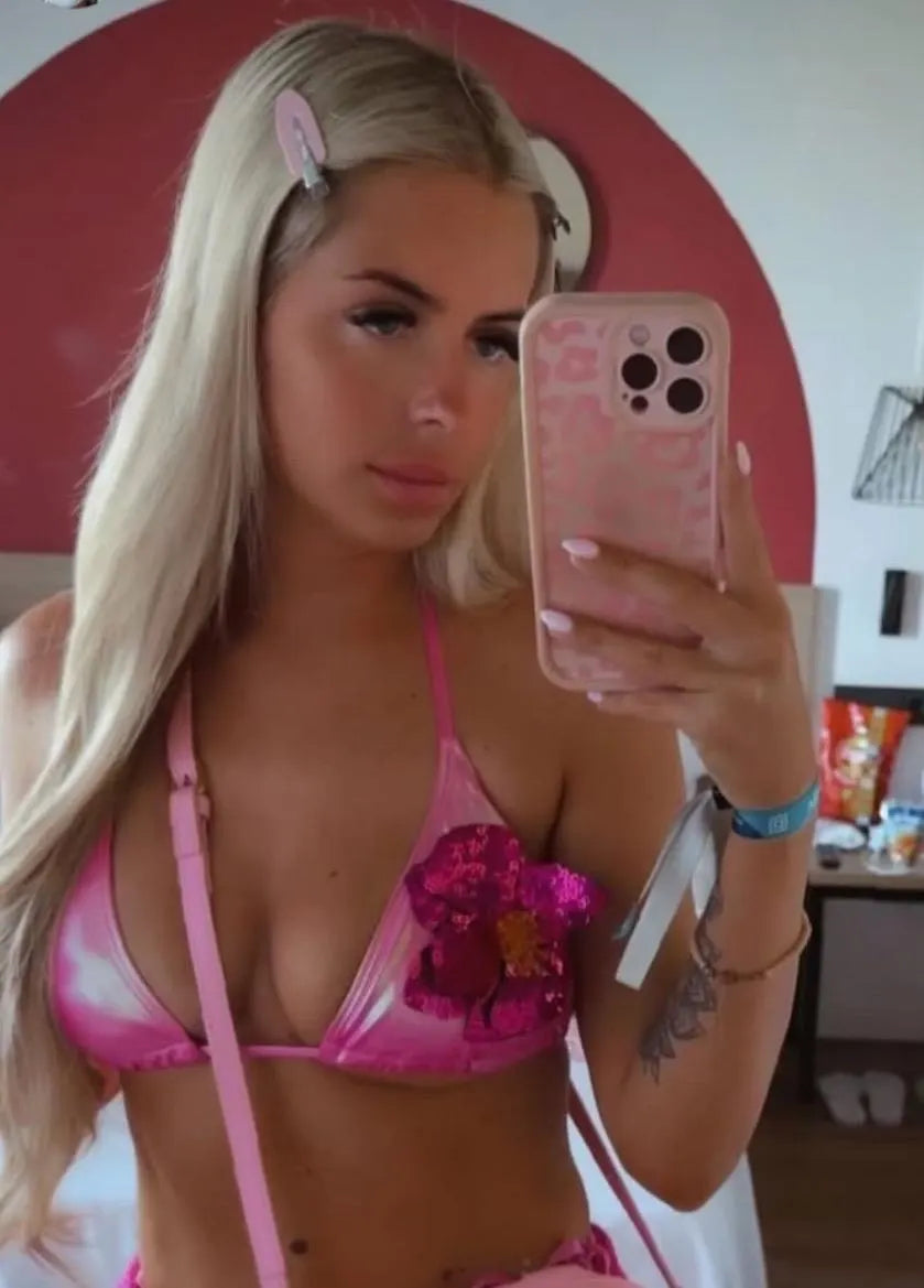 Pink shine / dark pink flora bikini