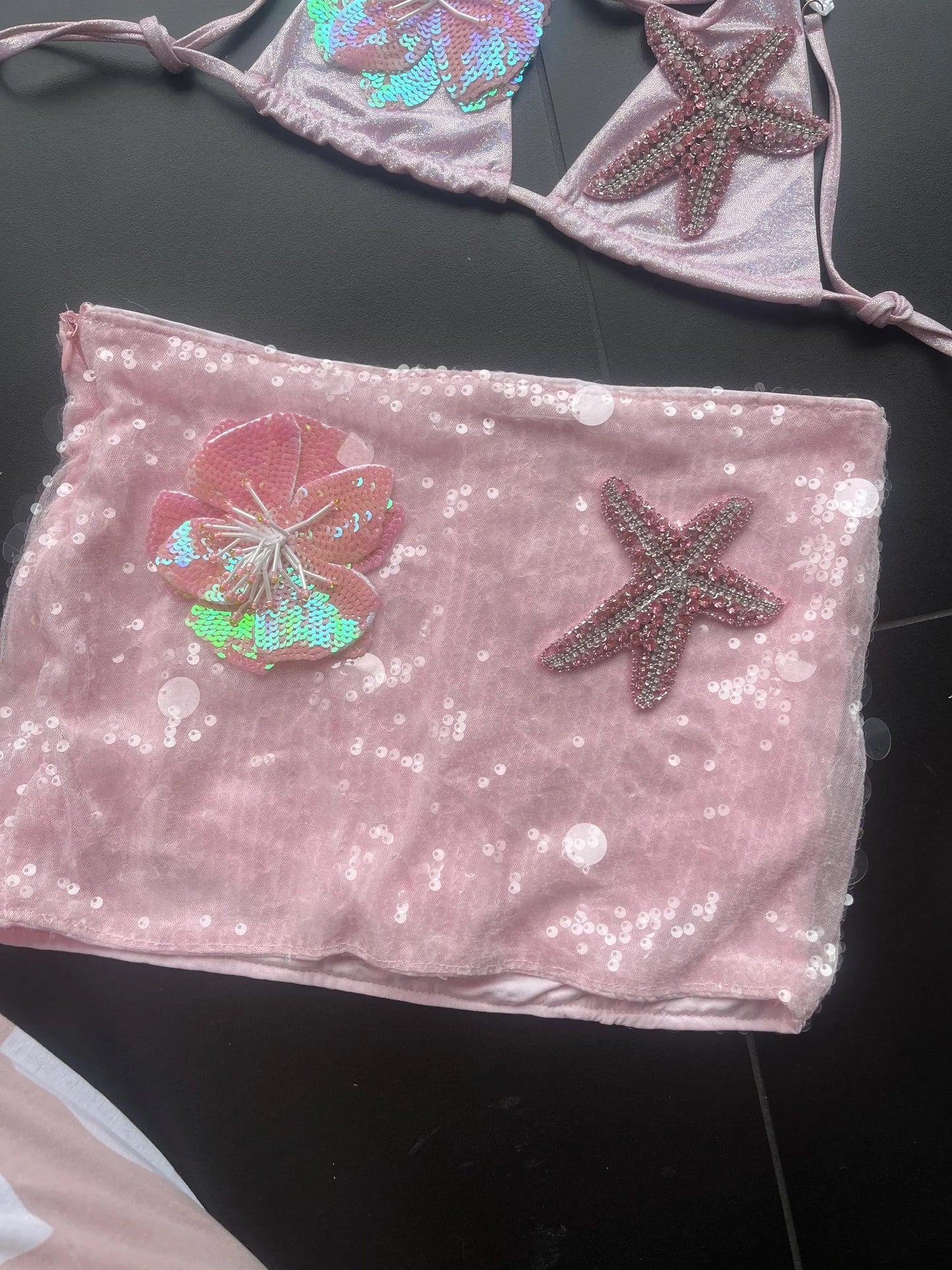 Pink flora & starfish skort