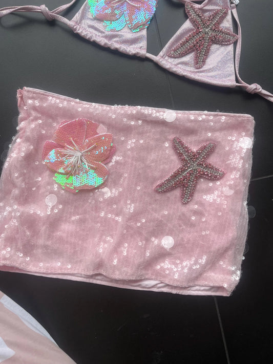 Pink flora & starfish skort
