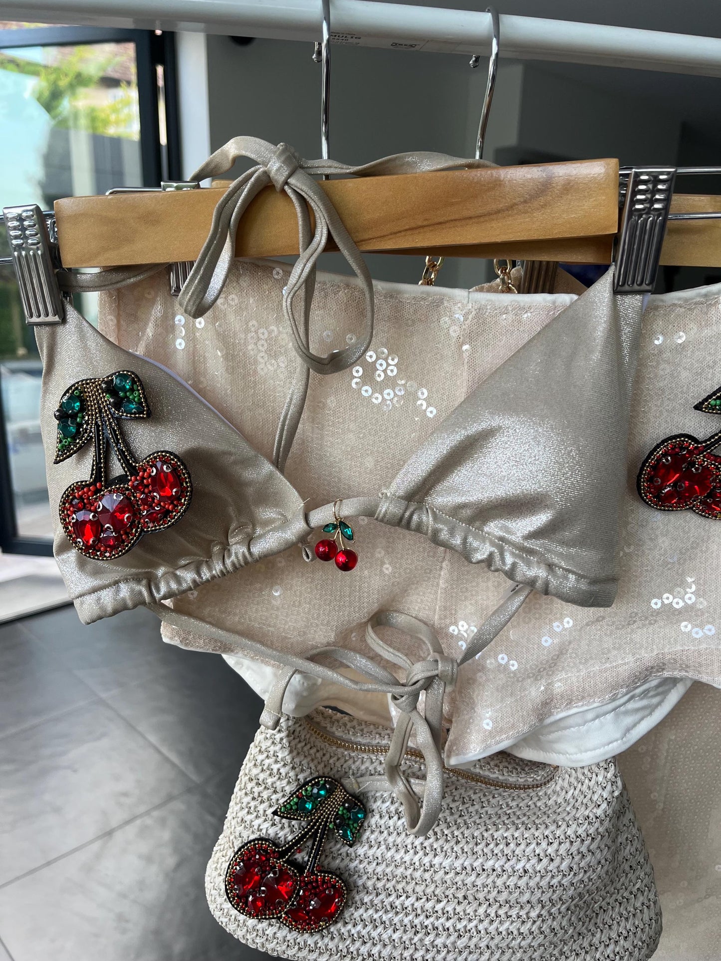 Beige Gem cherry bikini