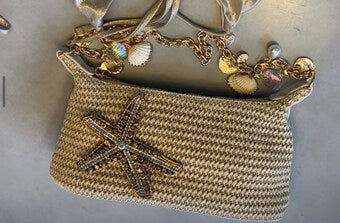 Beige / gold Gem starfish charm bag
