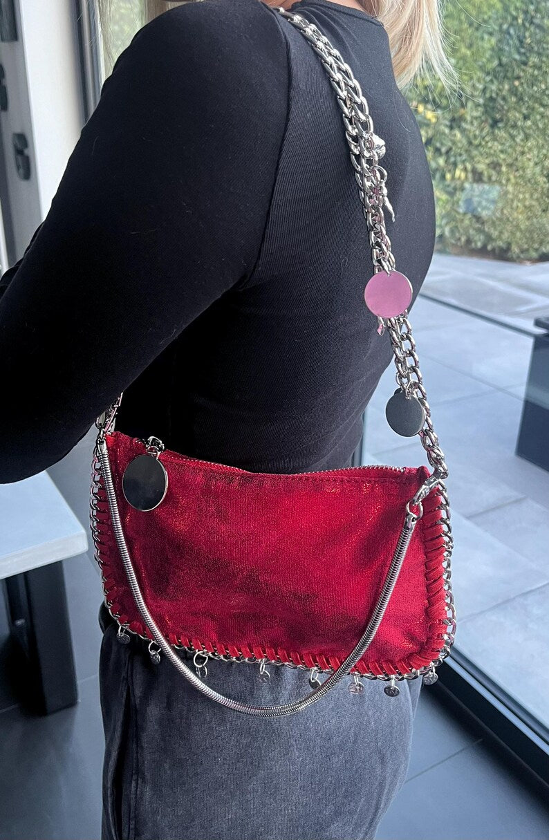 Red silver bag