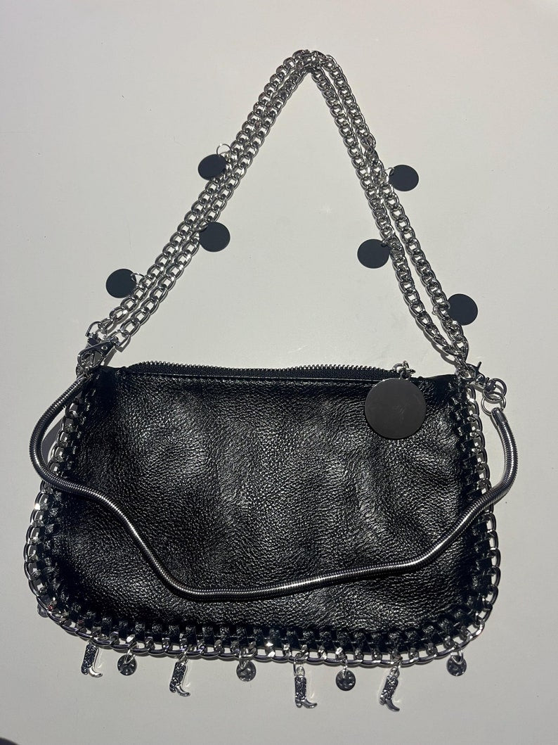 Black -Silver Bag Cowgirl Charms
