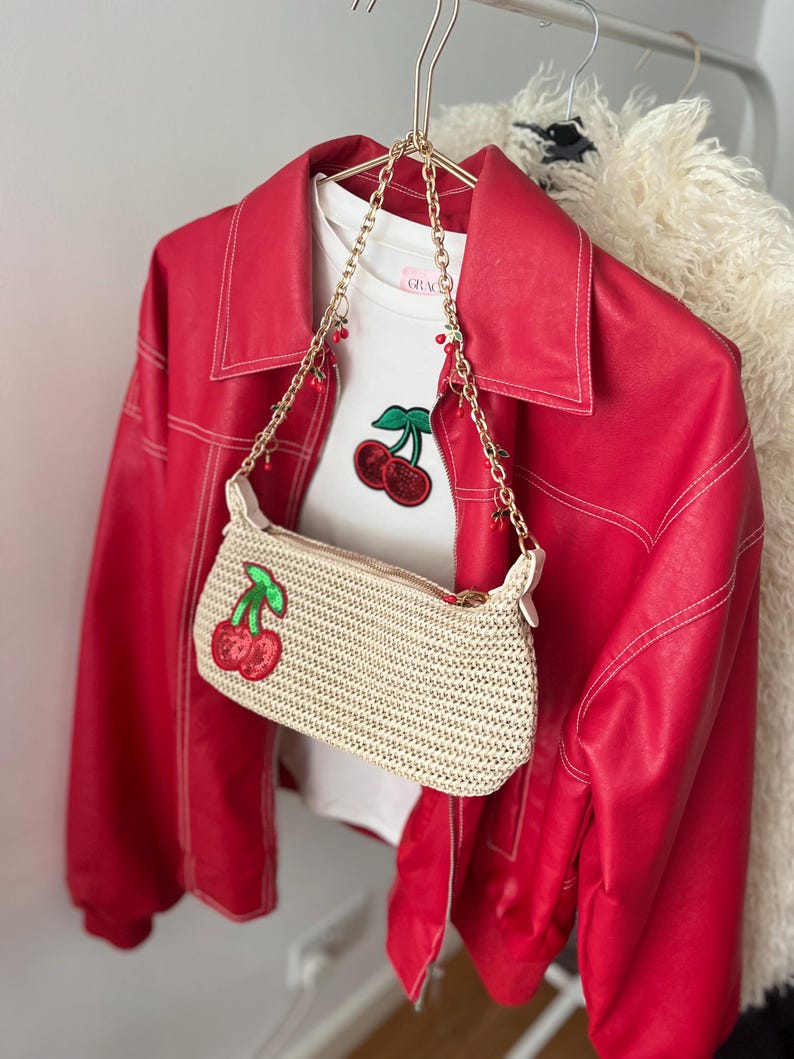 White sequin cherry bay T shirt