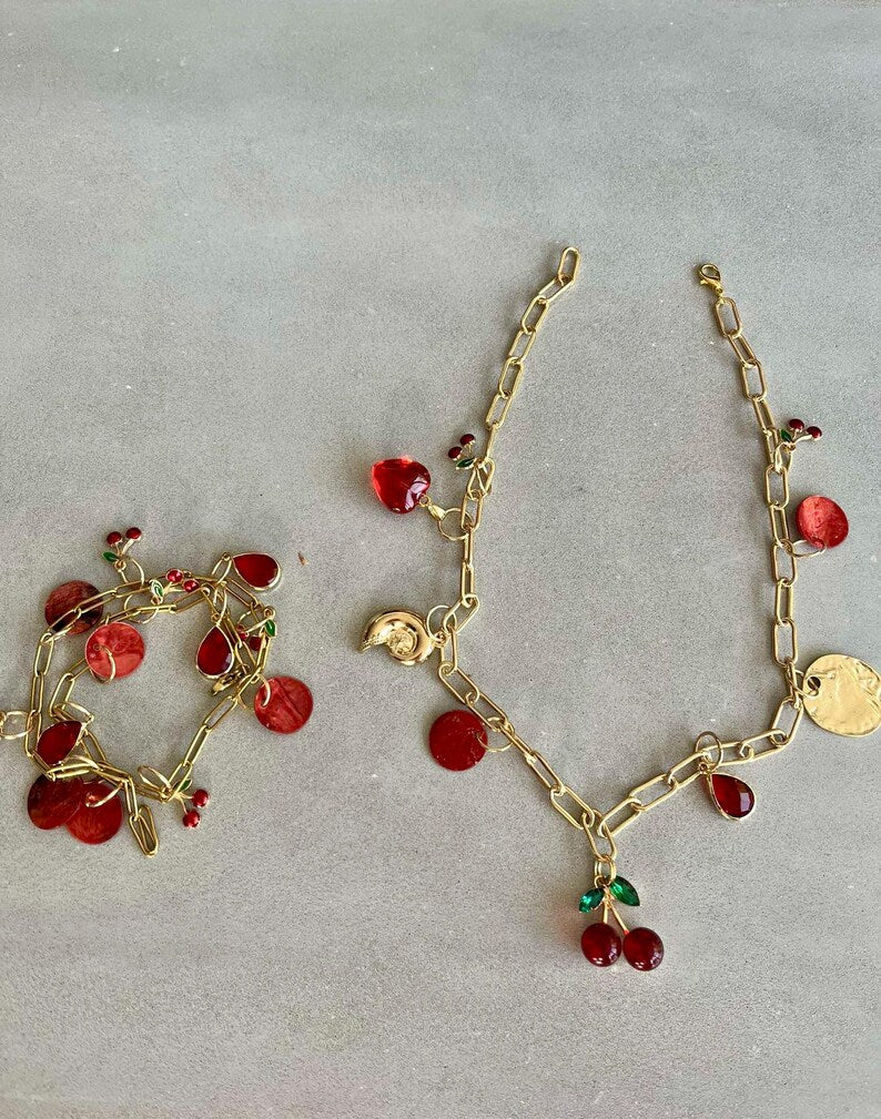 Cherry bay charm necklace